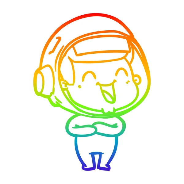 Arco-íris linha gradiente desenho feliz cartoon astronauta —  Vetores de Stock