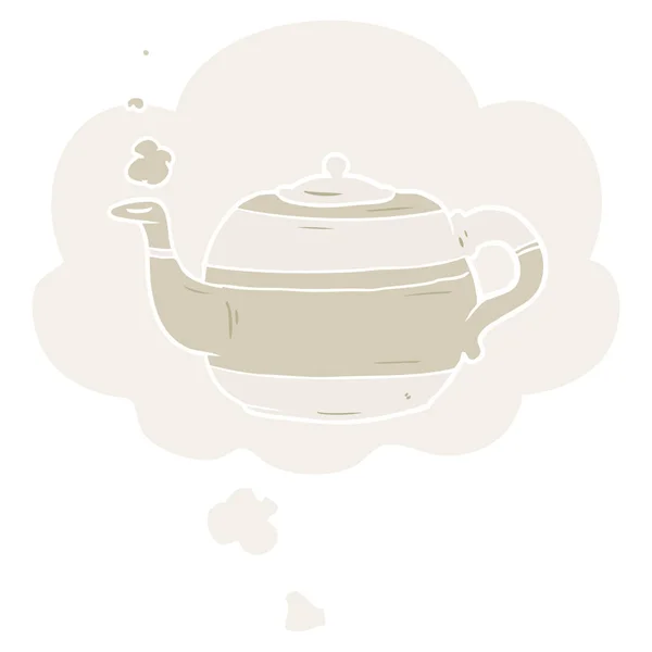 Мультяшний чайник і думала бульбашка в ретро-стилі — стоковий вектор