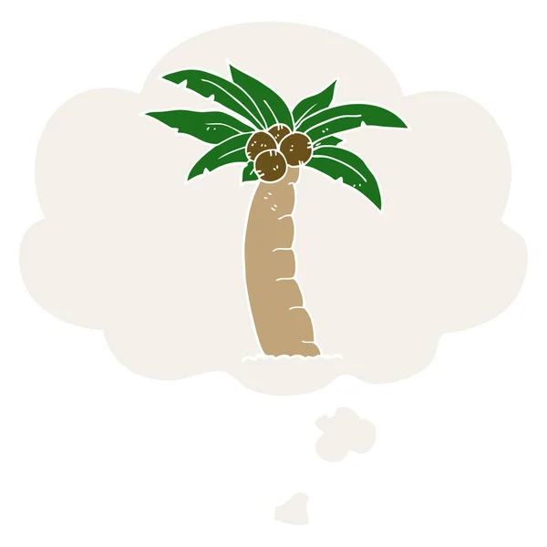 Cartoon Palm Tree en dacht bubble in retro stijl — Stockvector