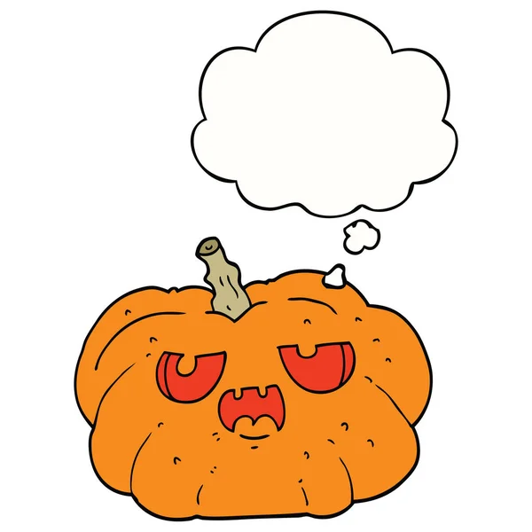 Calabaza de dibujos animados y burbuja de pensamiento — Archivo Imágenes Vectoriales