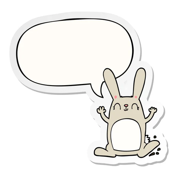 Cartoon rabbit and speech bubble sticker — Stock Vector