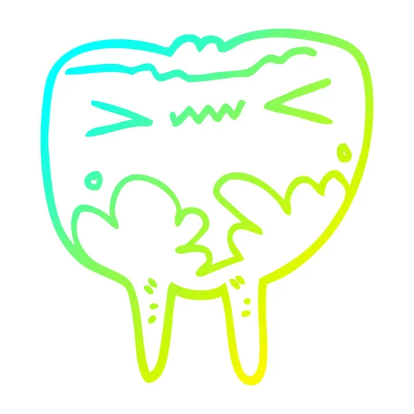 Froid gradient ligne dessin dessin animé mauvaise dent — Image vectorielle