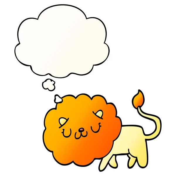 Kartun singa dan berpikir gelembung dalam gaya gradien halus - Stok Vektor