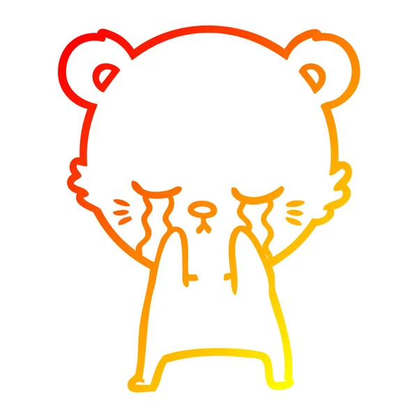 Meleg színátmenet vonal rajz sírt rajzfilm medve — Stock Vector