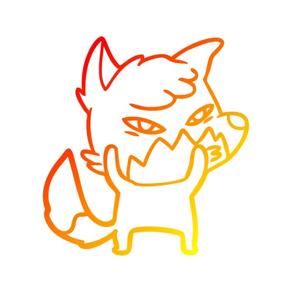 Warme kleurovergang lijntekening Clever cartoon Fox — Stockvector
