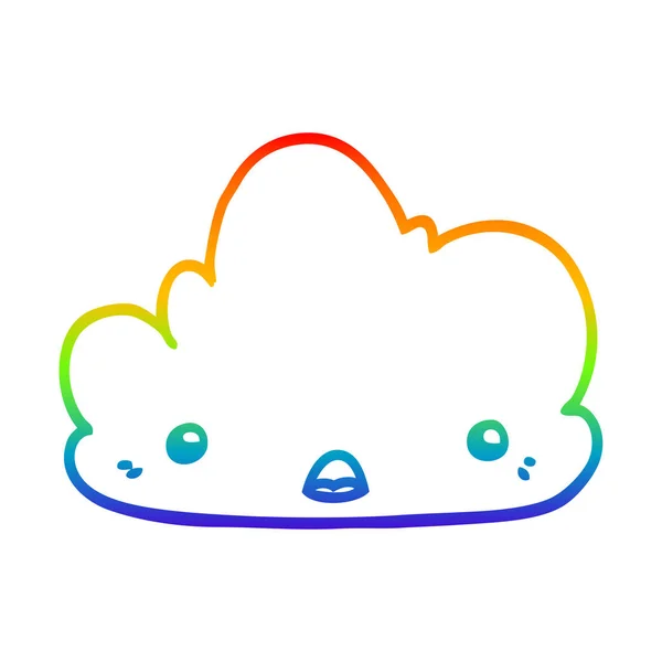 Arco-íris linha gradiente desenho bonito cartoon nuvem —  Vetores de Stock