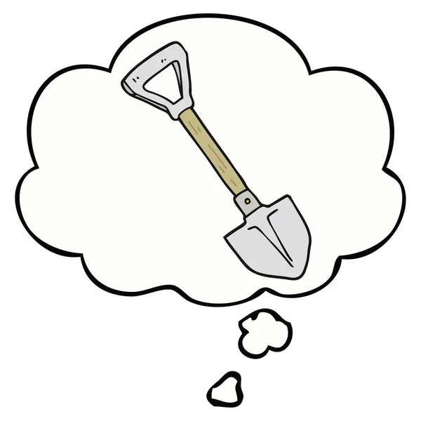 Cartoon shovel and thought bubble — Stock Vector