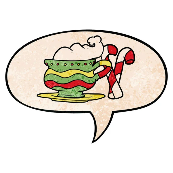 ret karikatür noel kakao ve şeker kamışı ve konuşma balonu