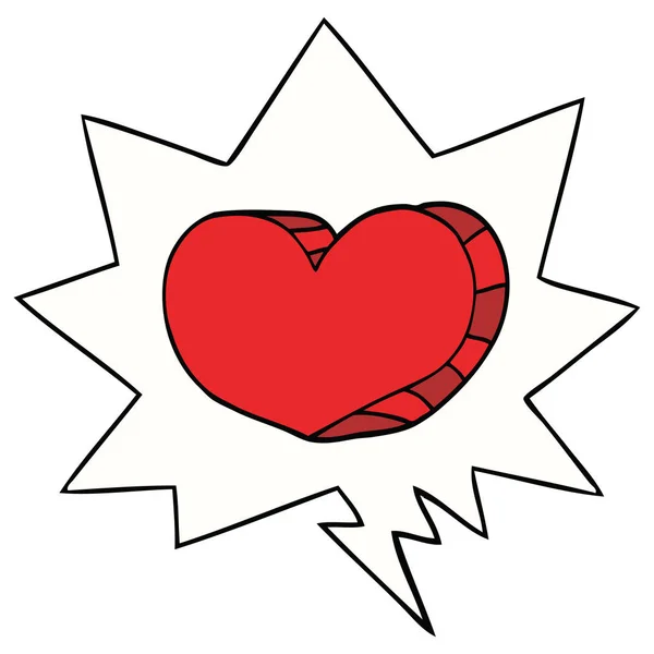 Cartoon love heart and speech bubble — Stock Vector