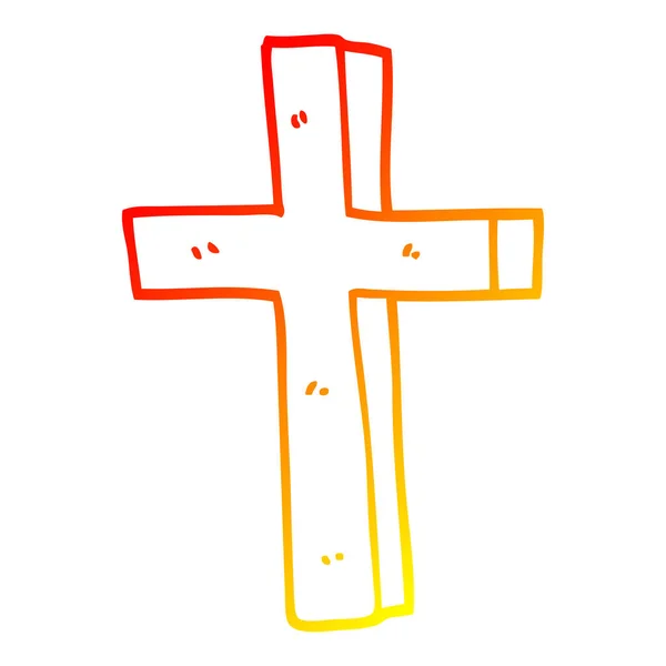 Warme kleurovergang lijntekening cartoon Gold cross — Stockvector