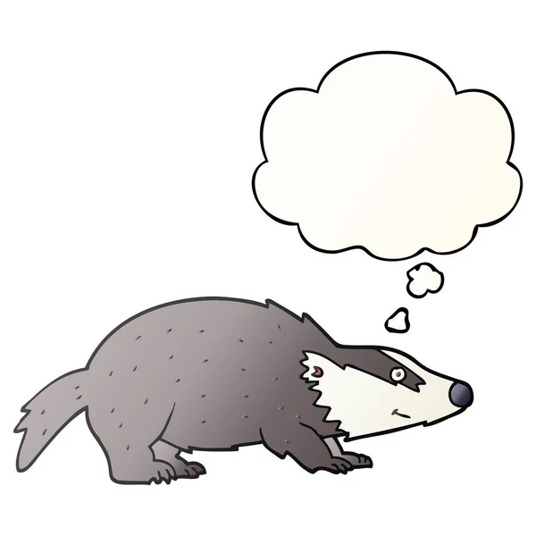 Cartoon Badger en gedachte bubble in gladde gradiënt stijl — Stockvector