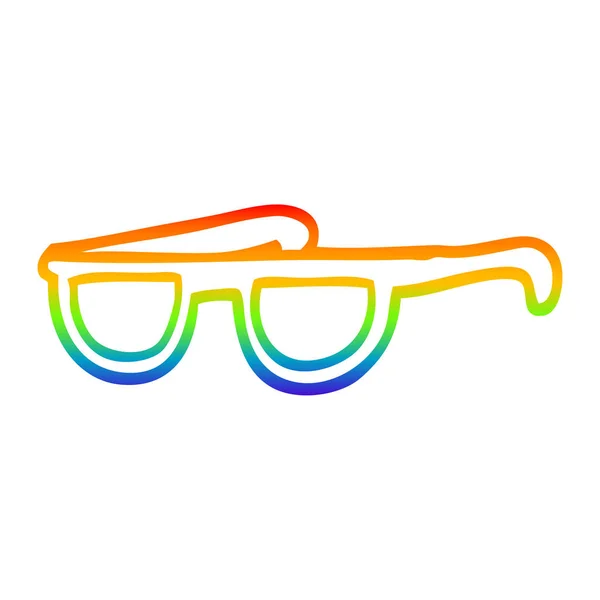 Rainbow gradient line drawing cartoon cool sunglasses — Stock Vector