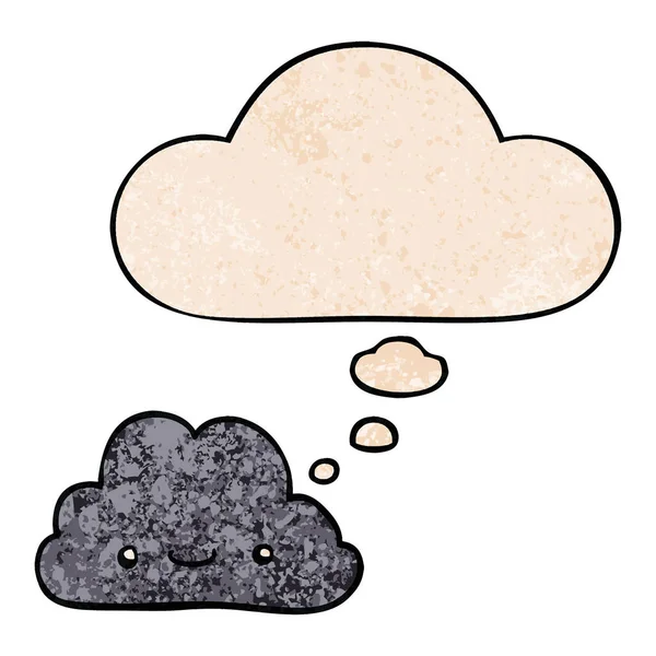 Rozkošný kreslený mrak a myšlenková bublina v grunge struktuře — Stockový vektor