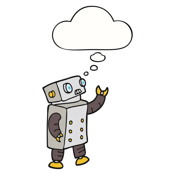 Robot dessin animé et bulle de pensée — Image vectorielle