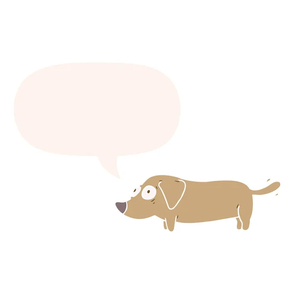 Retro tarzında karikatür küçük köpek ve konuşma balonu — Stok Vektör