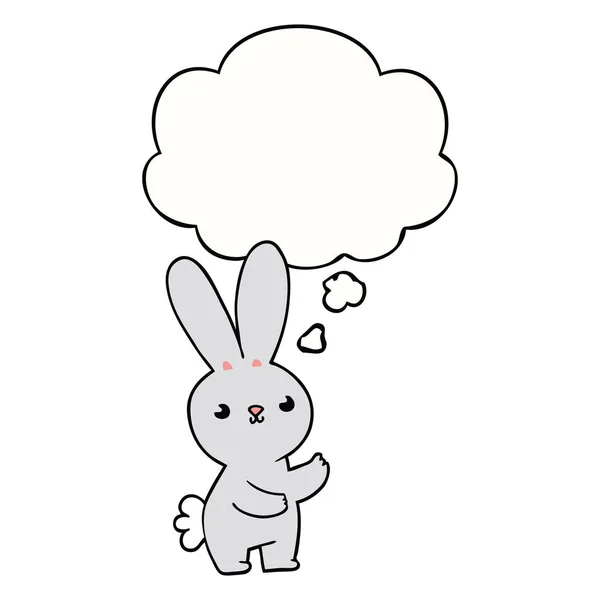 Lindo conejo de dibujos animados y burbuja de pensamiento — Vector de stock