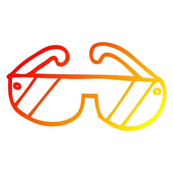 Línea de gradiente caliente dibujo dibujos animados gafas de seguridad — Archivo Imágenes Vectoriales