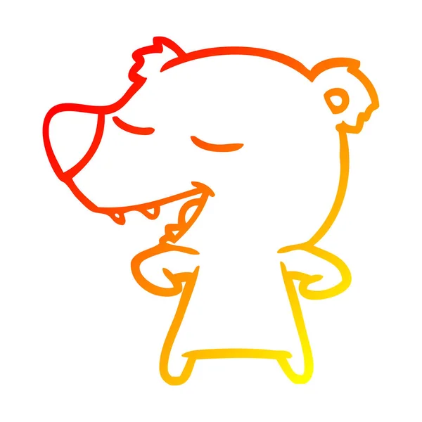 Warm gradient line drawing cartoon bear — Stock Vector