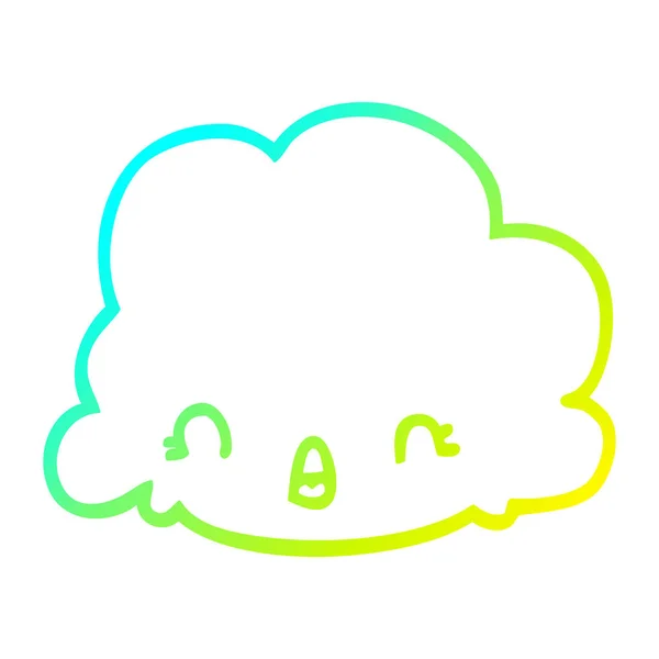 Línea de gradiente frío dibujo nube de dibujos animados — Vector de stock
