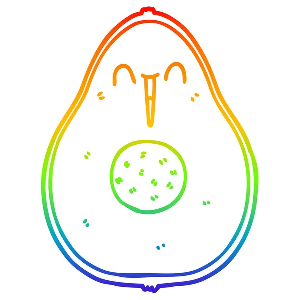 Arco-íris linha gradiente desenho desenhos animados feliz abacate — Vetor de Stock