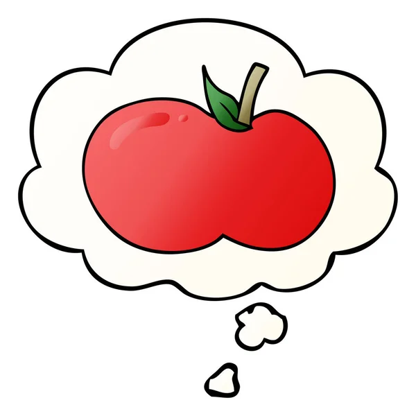 Jabłko kreskówki i myśli bańka w gładkim stylu gradientu — Wektor stockowy