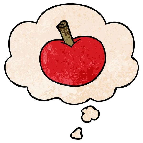 Cartoon-Apfel und Gedankenblase im Grunge-Stil — Stockvektor