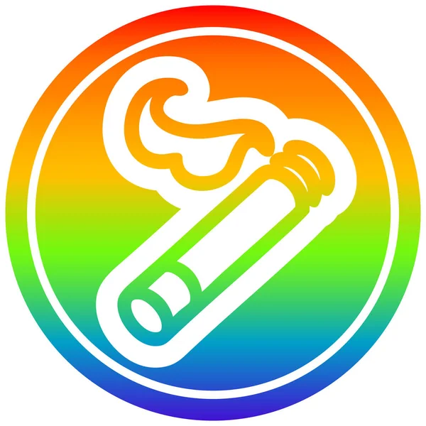 Lit cigarette circular in rainbow spectrum — Stock Vector