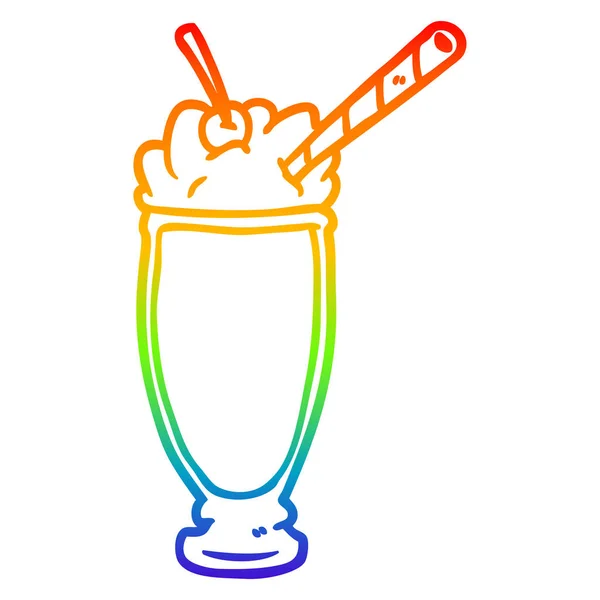 Gökkuşağı gradyan çizgi çizim milkshake — Stok Vektör