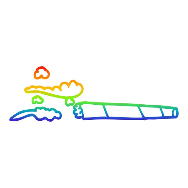 Rainbow gradient line drawing cartoon lit joint — Stock Vector