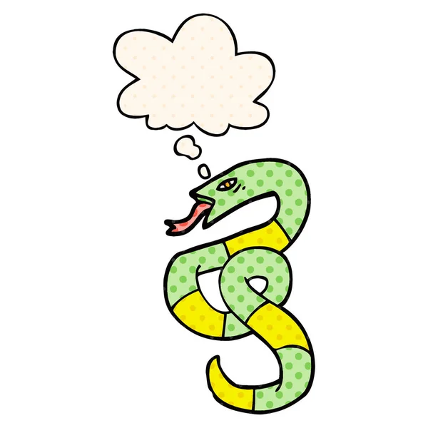 Cartoon Snake en gedachte bubble in Comic Book stijl — Stockvector