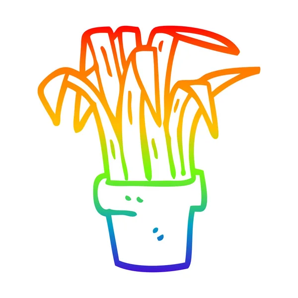 Arco iris gradiente línea dibujo dibujos animados planta interior — Vector de stock