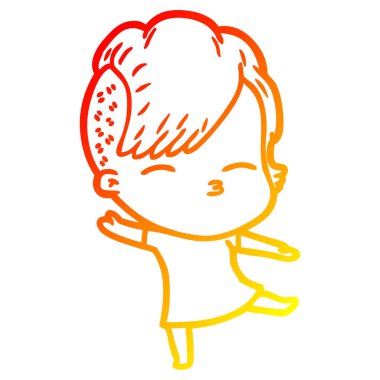 sıcak degrade çizgi çizim karikatür şaşı kız