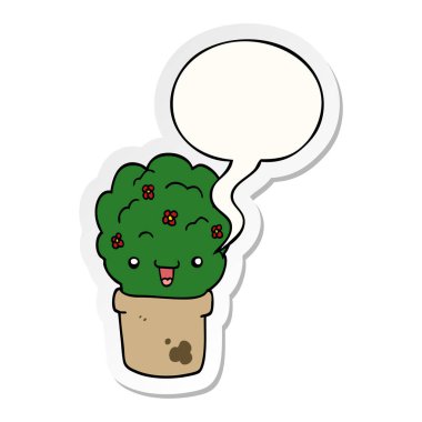 pot ve konuşma kabarcık etiket karikatür çalı