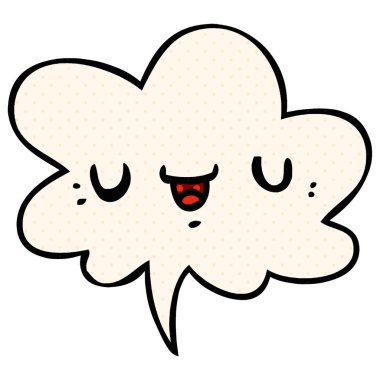 çizgi roman tarzında mutlu karikatür yüz ve konuşma balonu