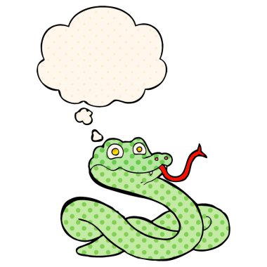 karikatür yılan ve çizgi roman tarzında düşünce kabarcık