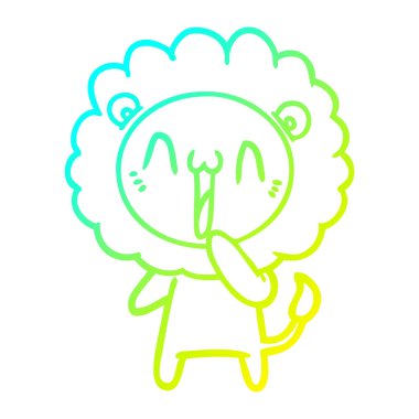 soğuk degrade çizgi çizim mutlu karikatür aslan