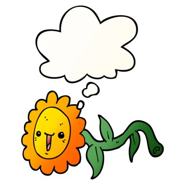 çizgi film çiçek ve pürüzsüz degrade tarzında düşünce balonu