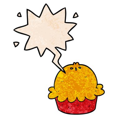 retro doku tarzında karikatür pasta ve konuşma balonu