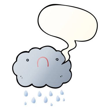 pürüzsüz degrade tarzında sevimli karikatür bulut ve konuşma balonu