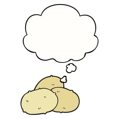 karikatür patates ve düşünce balonu