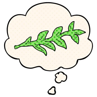 çizgi film bitki ve çizgi roman tarzında düşünce balonu