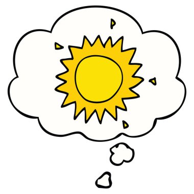 karikatür güneş ve düşünce balonu