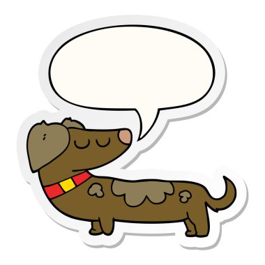 karikatür köpek ve konuşma kabarcık etiket