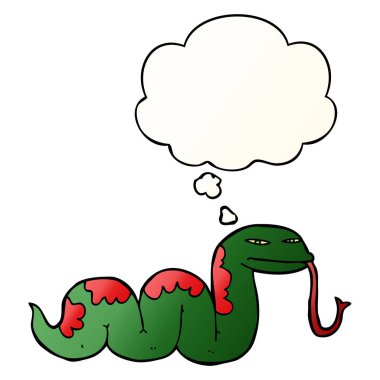 çizgi film slithering yılan ve pürüzsüz degrade s kabarcık düşünce