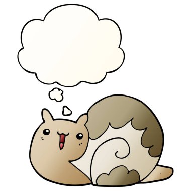 sevimli karikatür salyangoz ve pürüzsüz degrade tarzında düşünce balonu