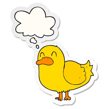 karikatür ördek ve baskılı bir etiket olarak düşünce kabarcık