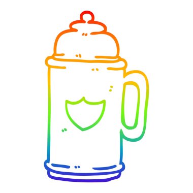 gökkuşağı gradyan çizgi çizim karikatür altın tankard