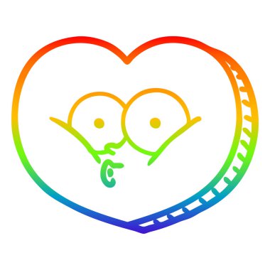 gökkuşağı degrade çizgi çizim karikatür aşk kalp