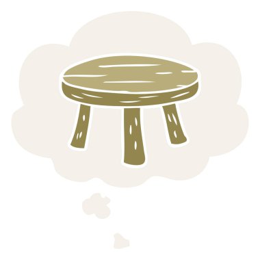 karikatür küçük dışkı ve retro tarzında düşünce balonu