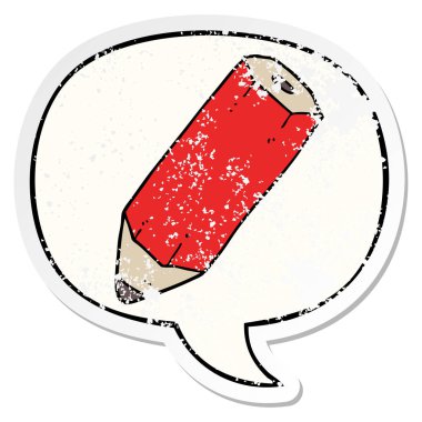 karikatür kalem ve konuşma balonu sıkıntılı etiket